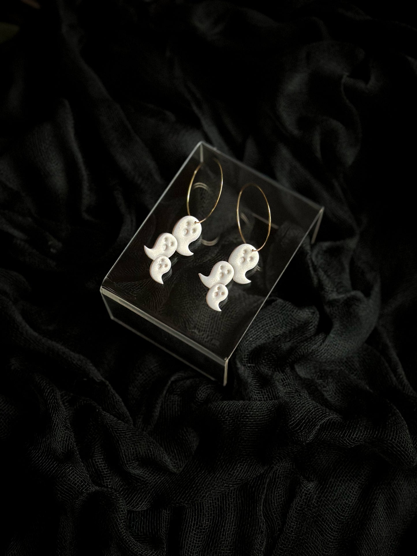 Holographic Shimmer Howling Ghostie Hoops