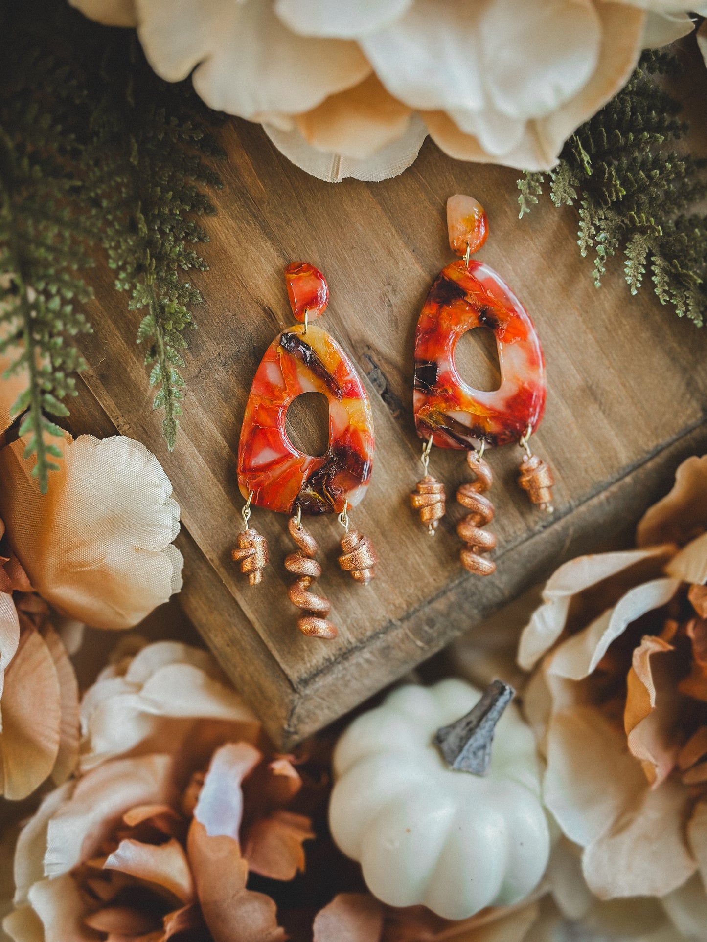 Autumn Stained Glass Organic Dangles