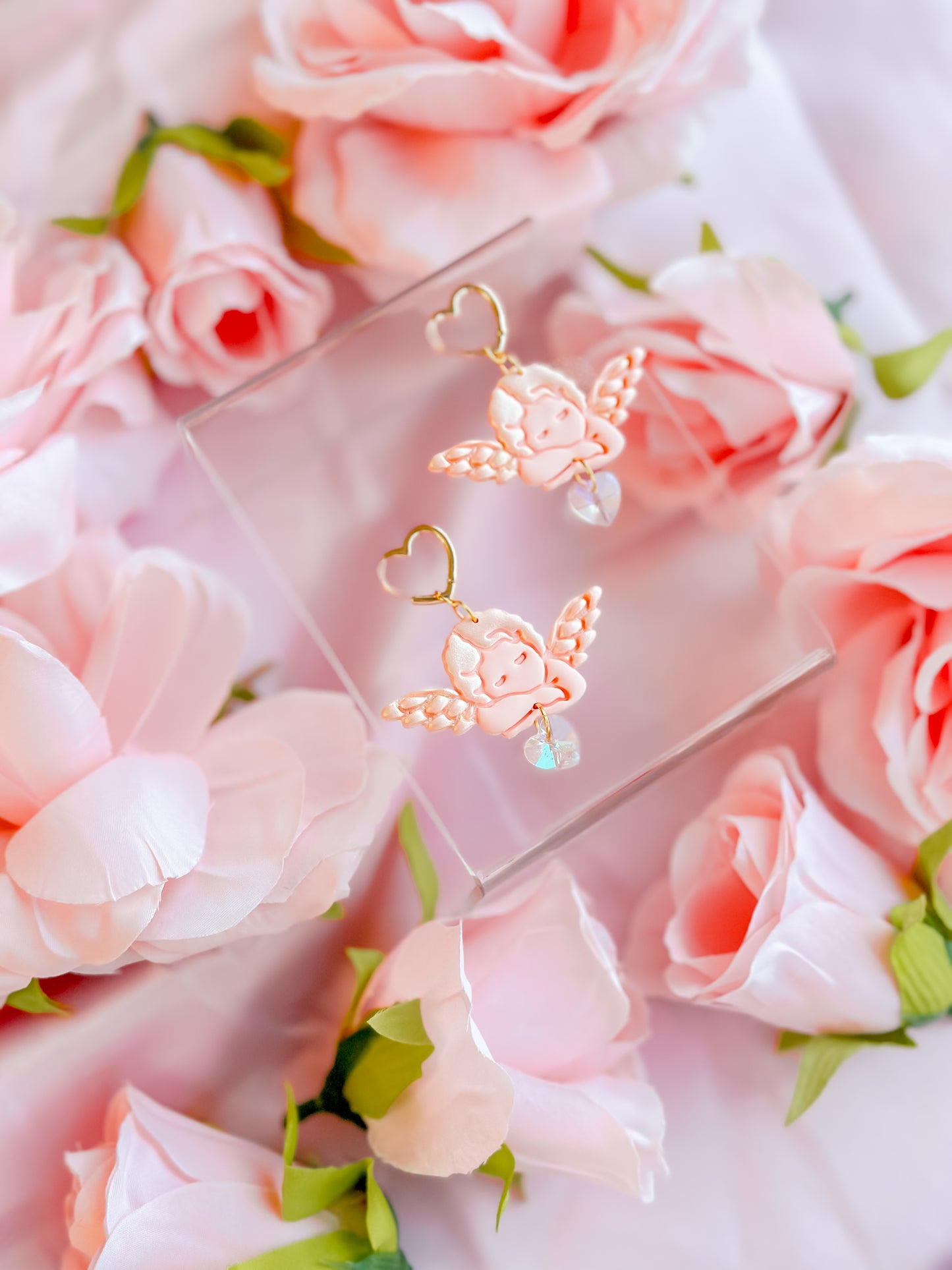 Cupids Peach Fuzz Heart Huggie Hoops