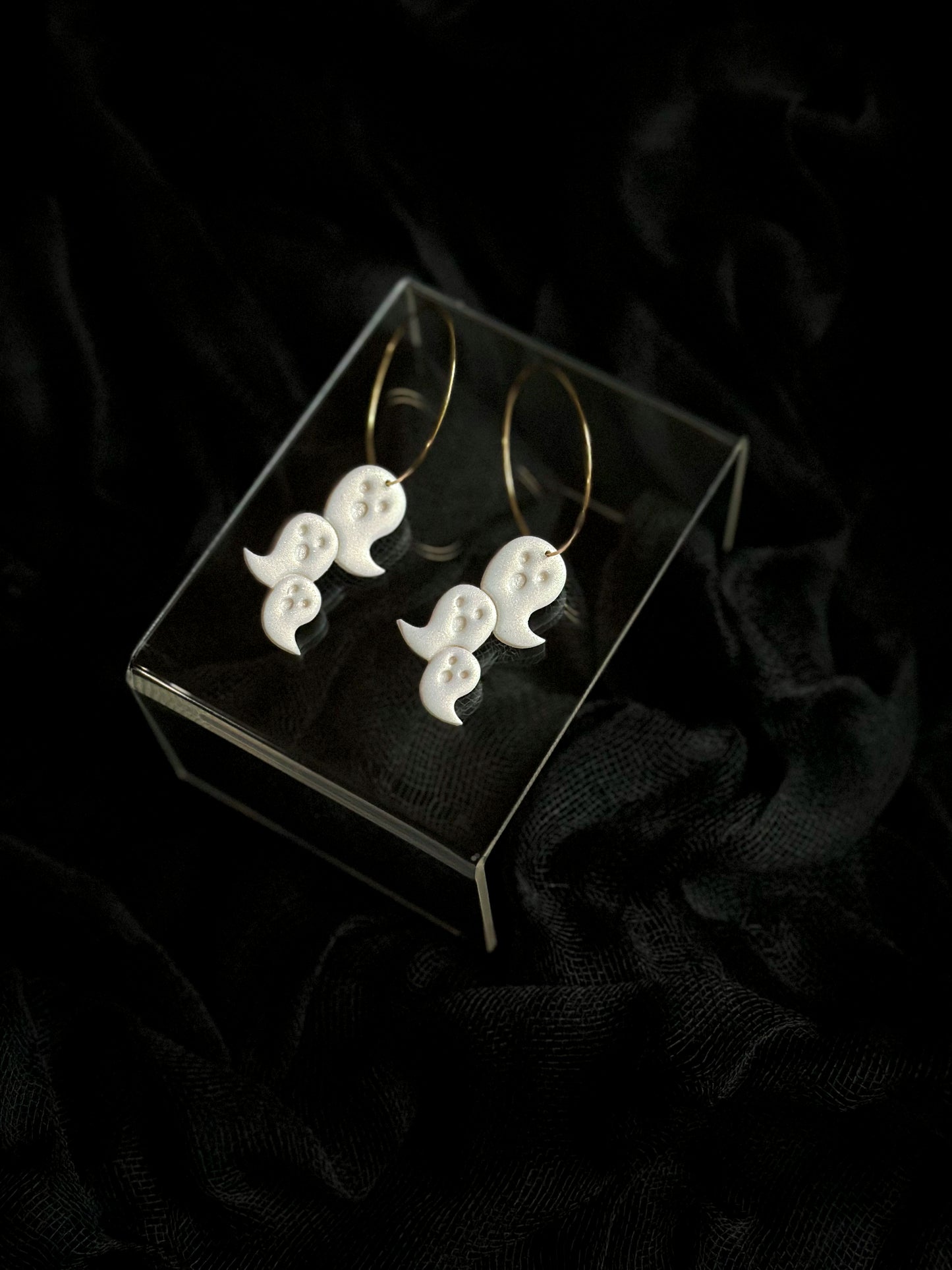 Holographic Shimmer Howling Ghostie Hoops