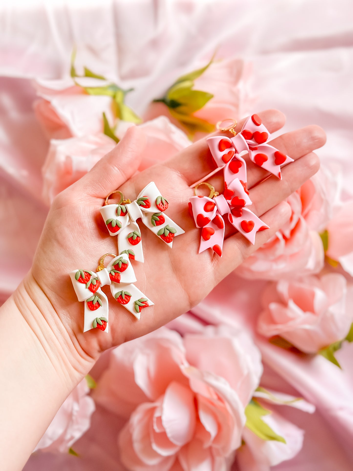 Mini Lover Girl Heart Bows Dangles