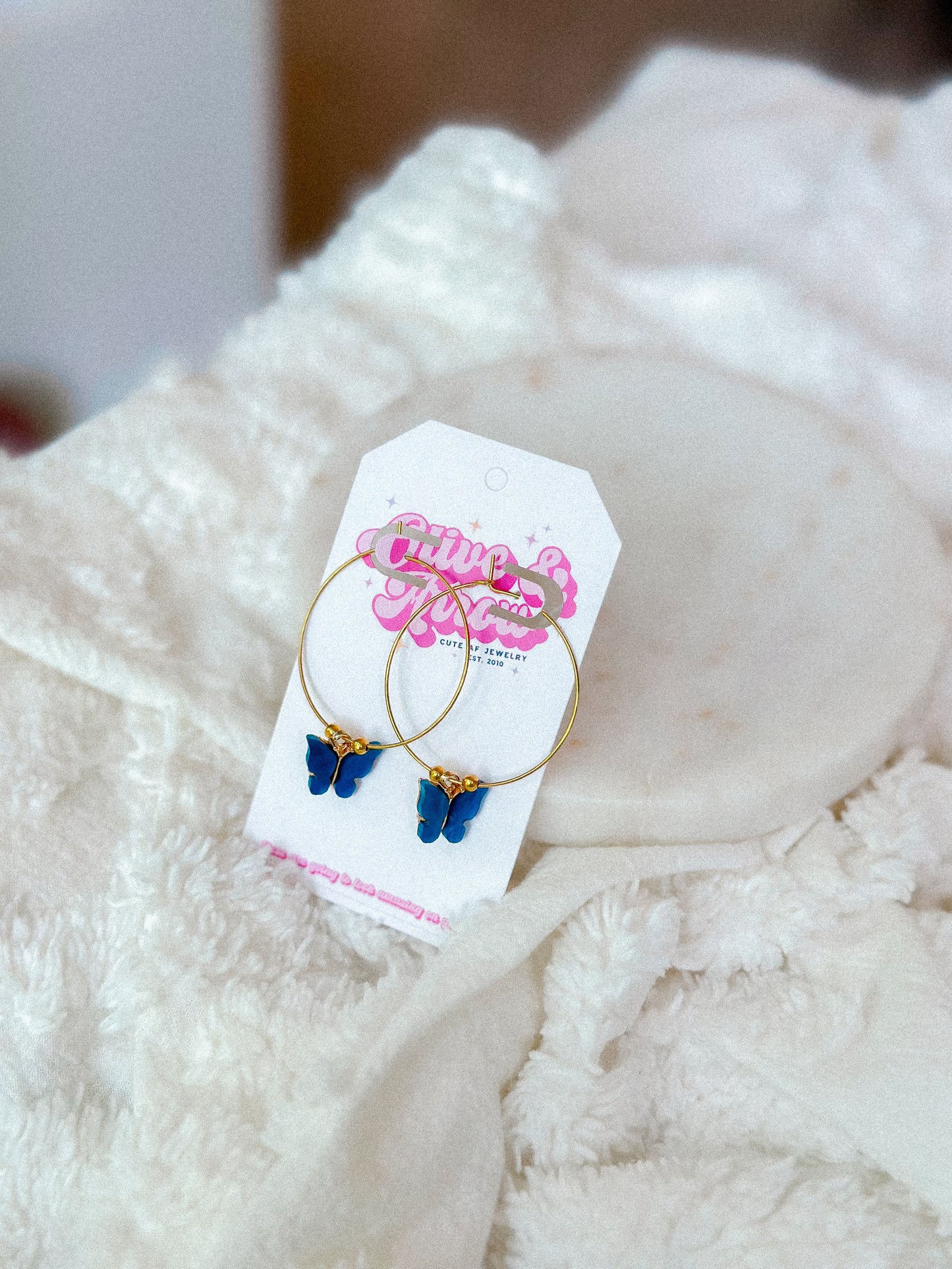 Blue Butterfly Hoops 🦋