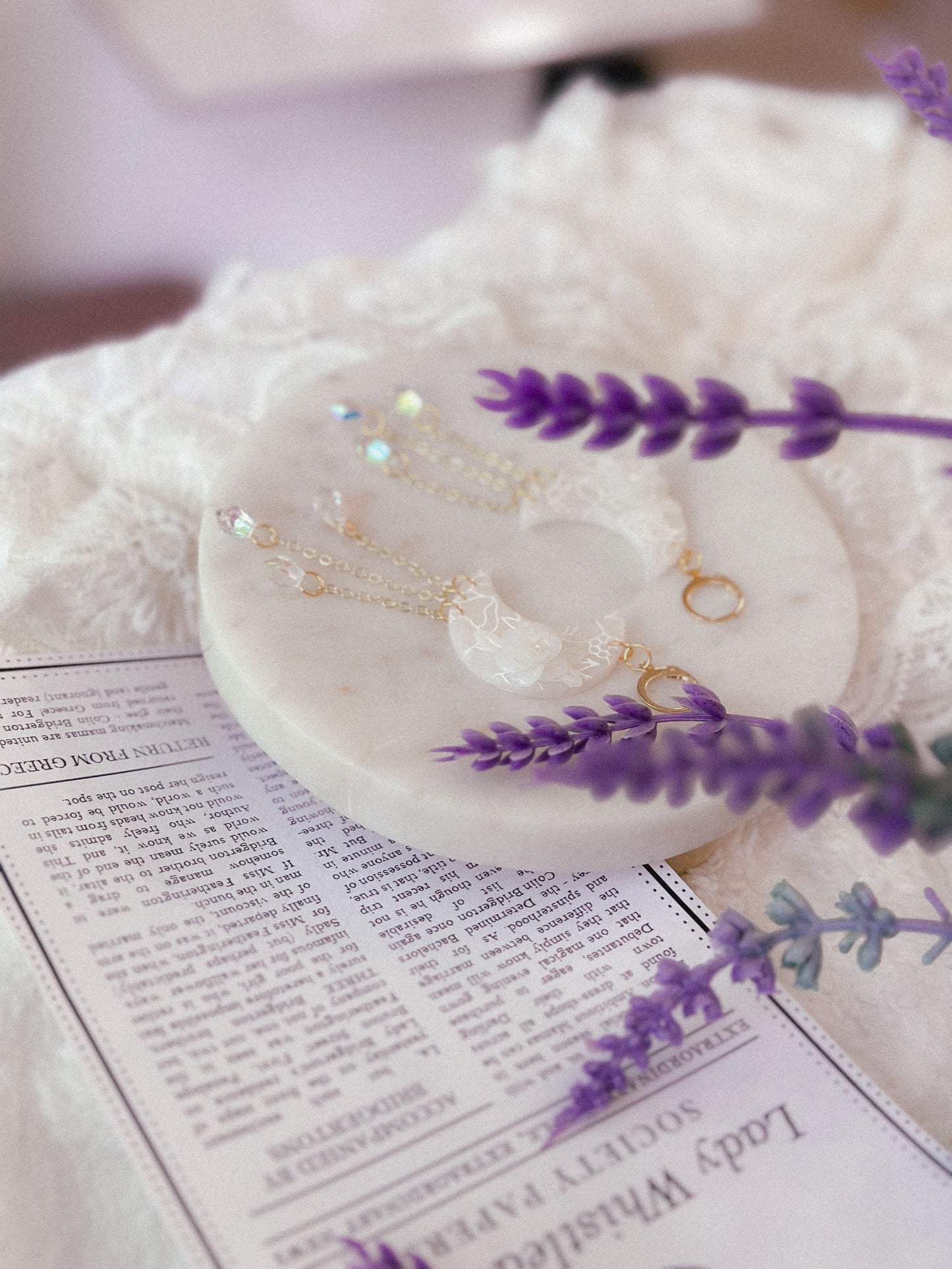 Translucent Floral Prism Moon Dangles