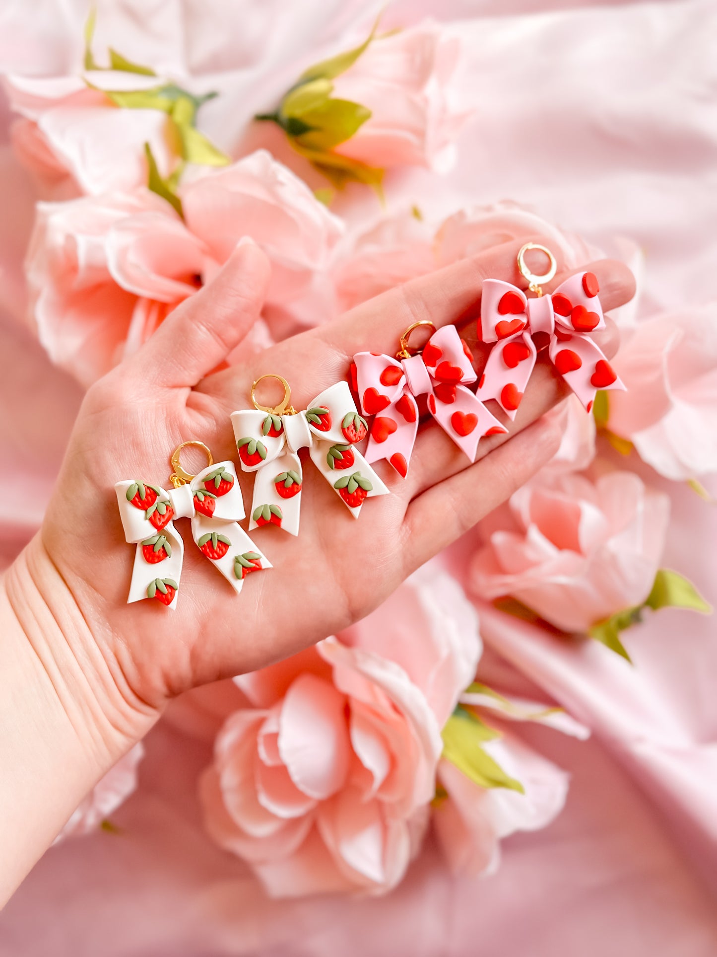 Mini Lover Girl Heart Bows Dangles