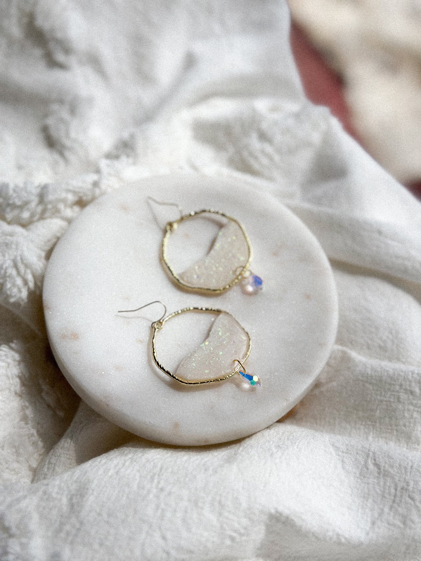 Opal Stained Glass Hoops Earrings