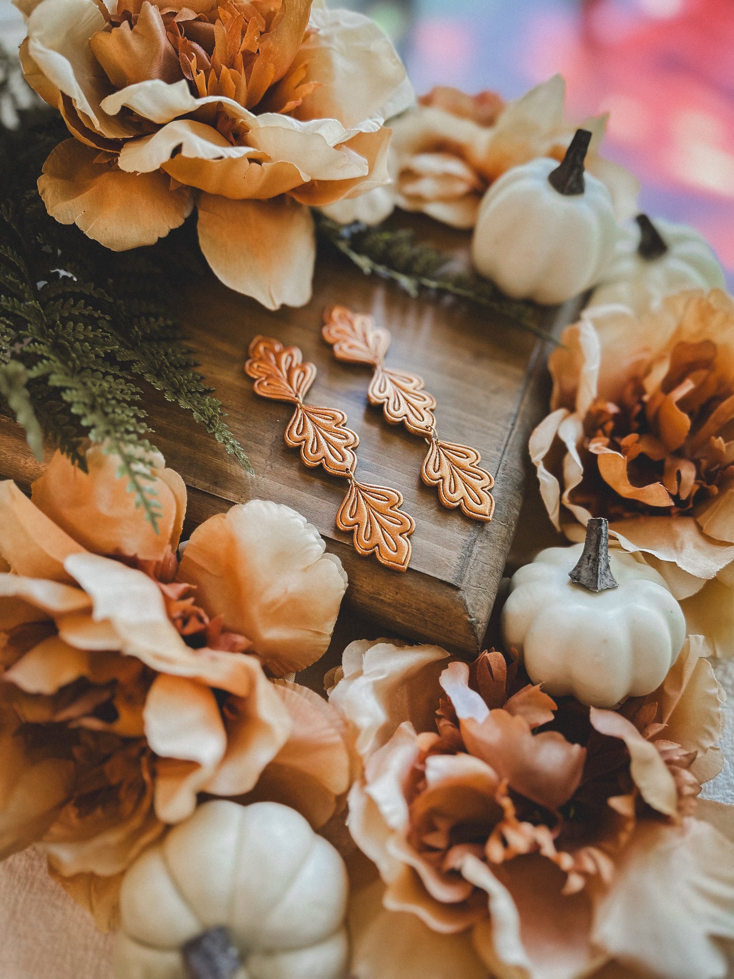Copper Falling Leaves Dangles