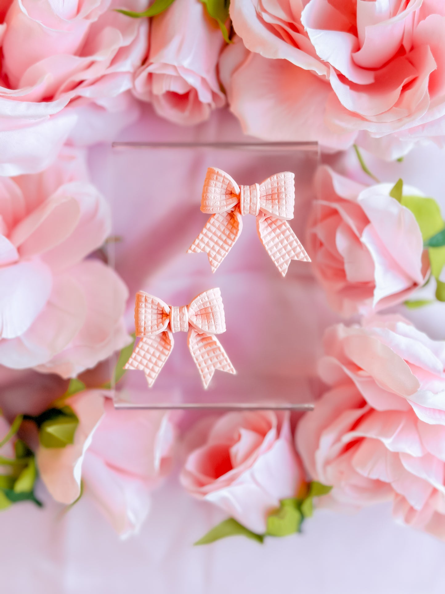 Peach Fuzz Bows Studs