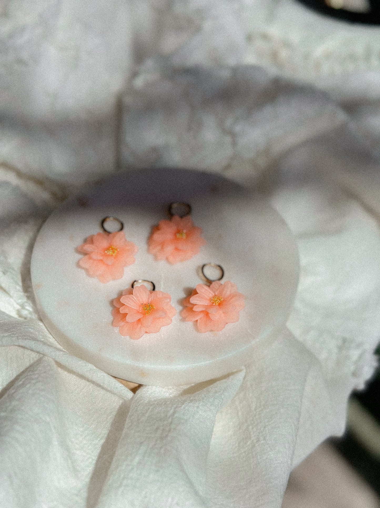 Peach Fuzz Translucent Flower Huggies