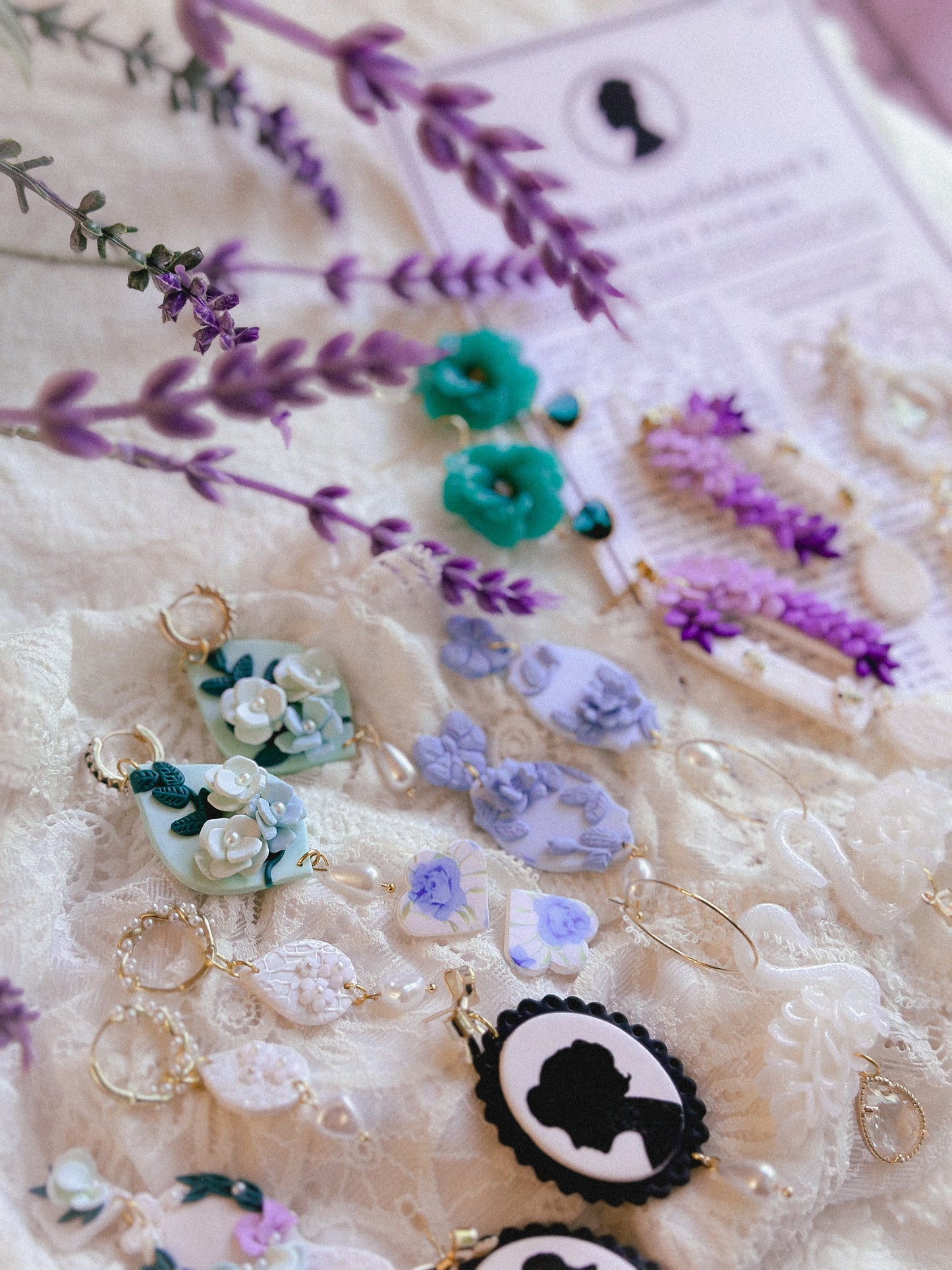 Eloise Blue Floral Bow Pearl Drops