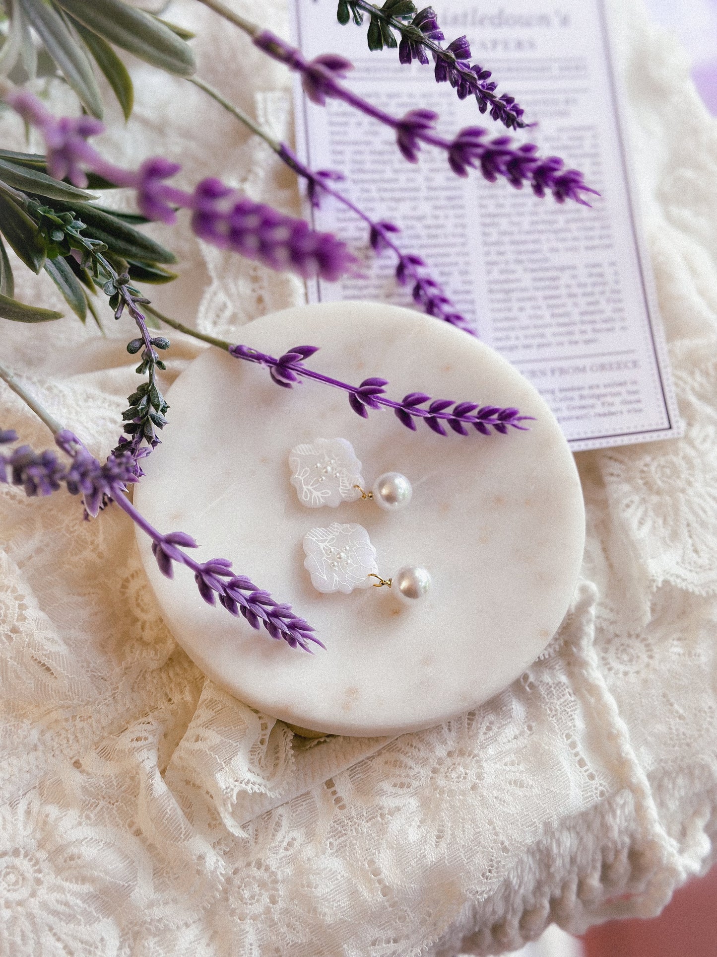 Translucent Floral Pearl Studs