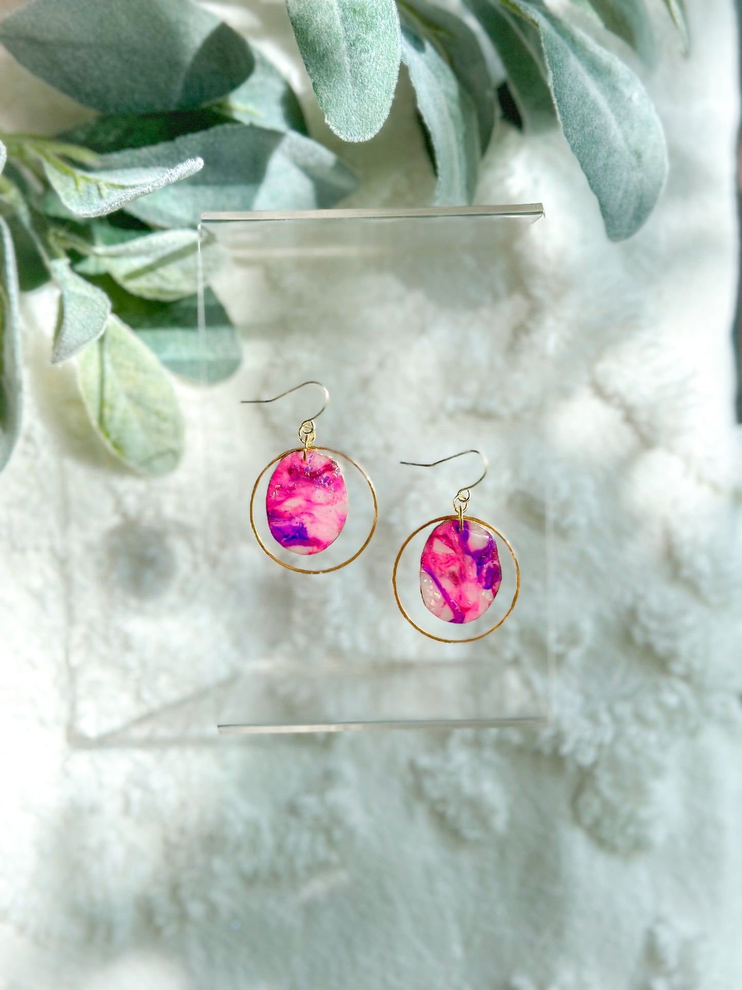 Mini Purple Pink Stained Glass Hoops