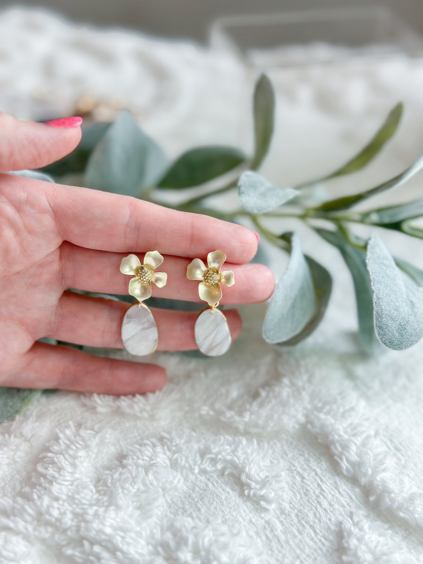 Pearl Mokume Gane Flower Drops