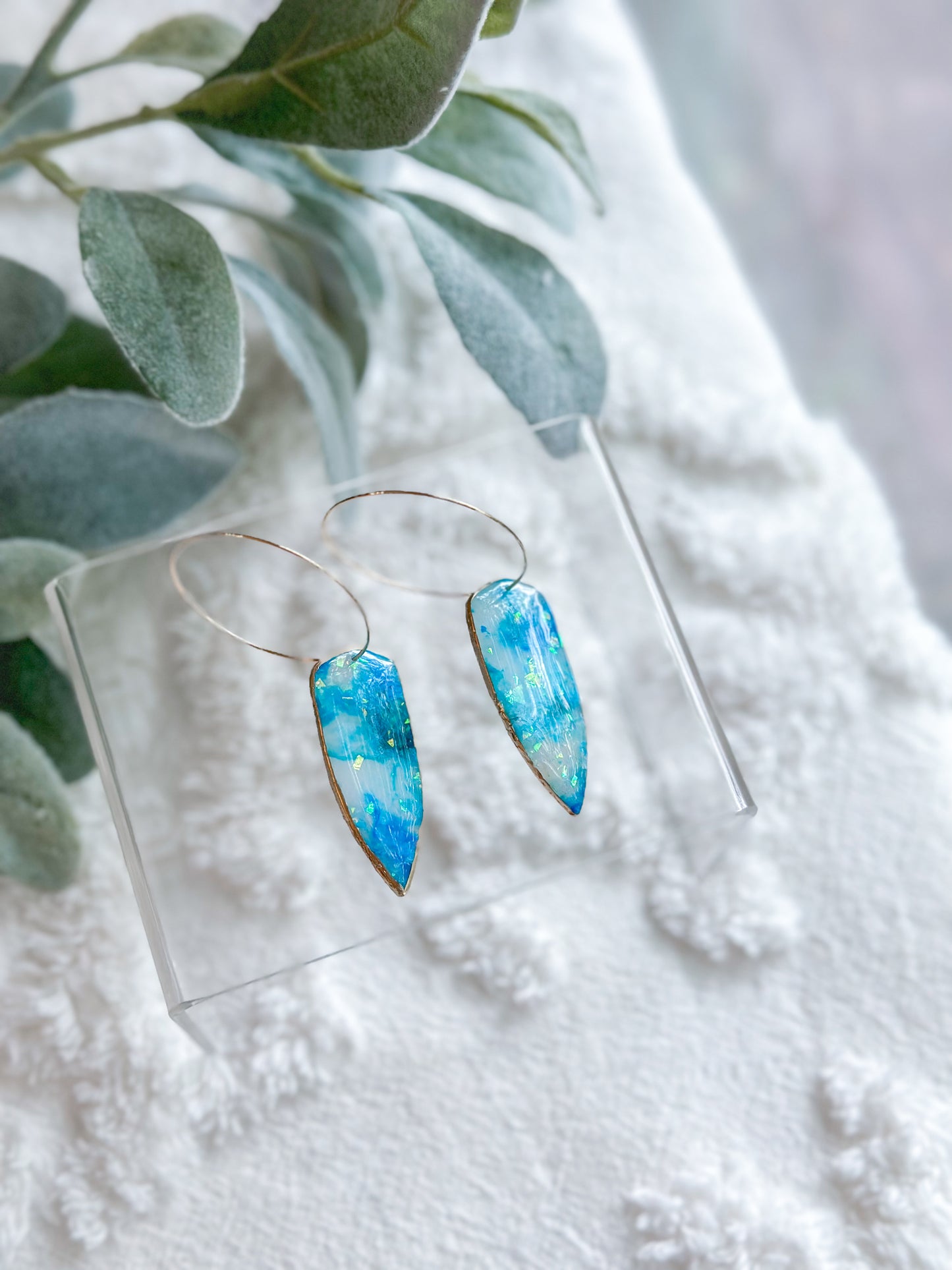 Sky Stained Glass Dagger Hoops