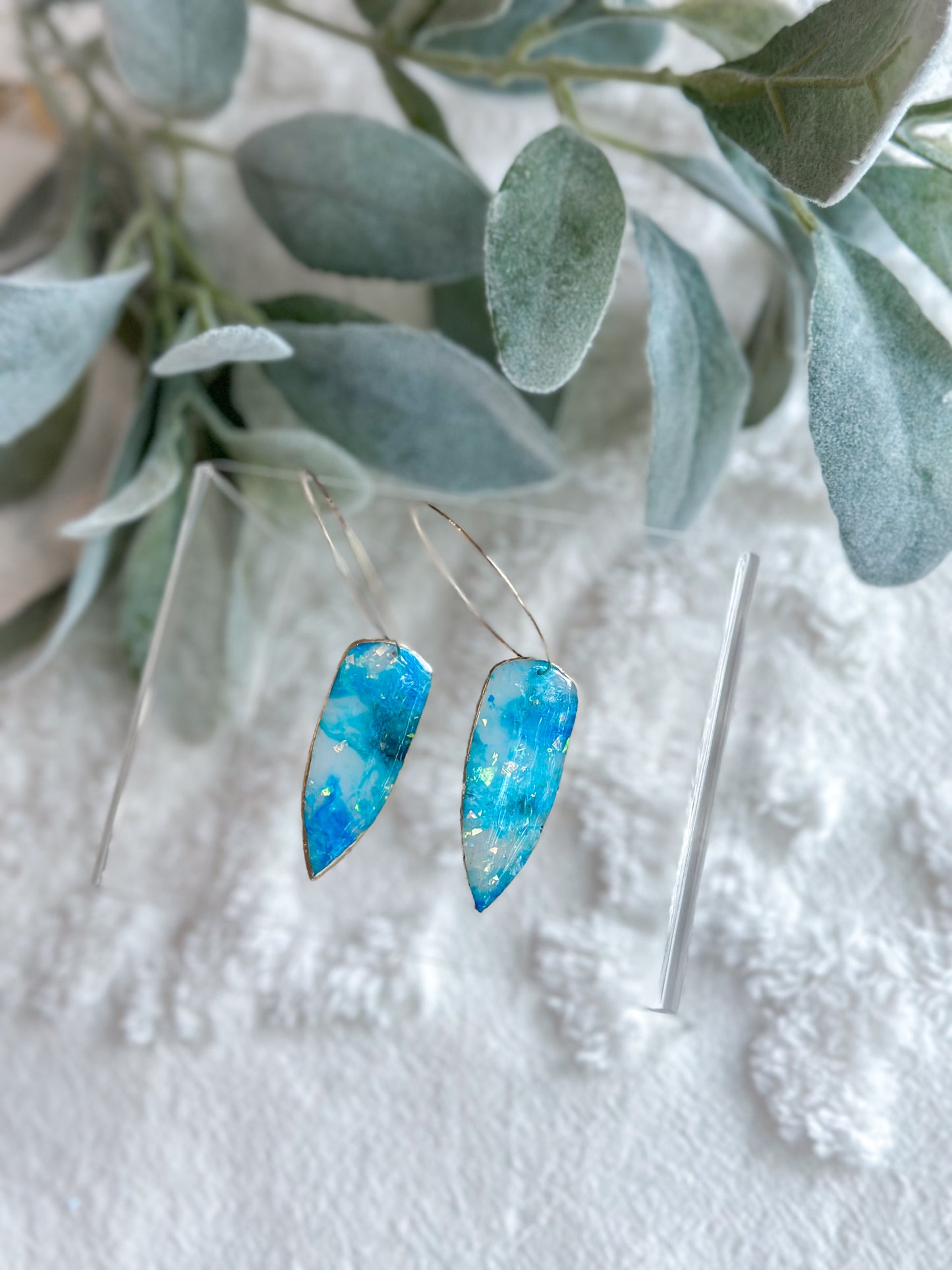 Sky Stained Glass Dagger Hoops