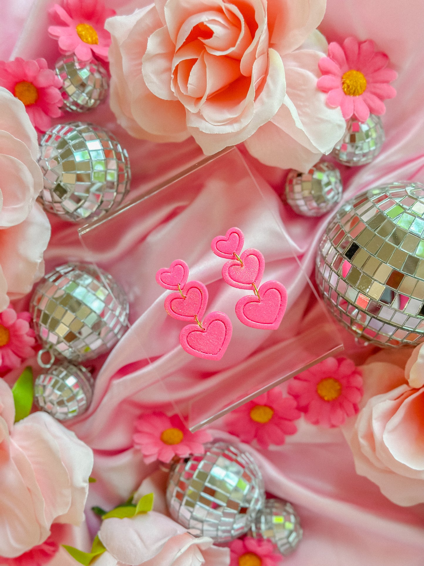 Barbie Pink Glitter Hearts Dangles