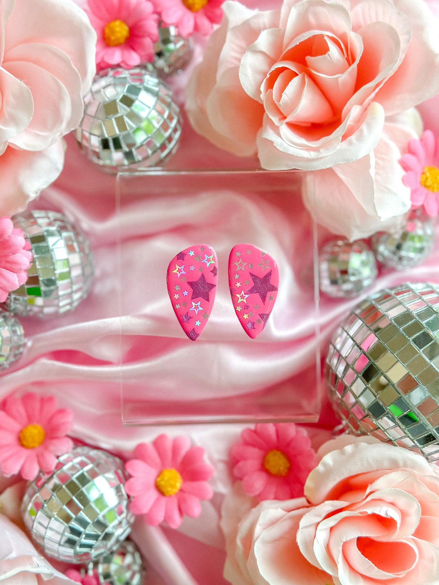 Cowgirl Barbie Hot Pink Stars Statement Studs