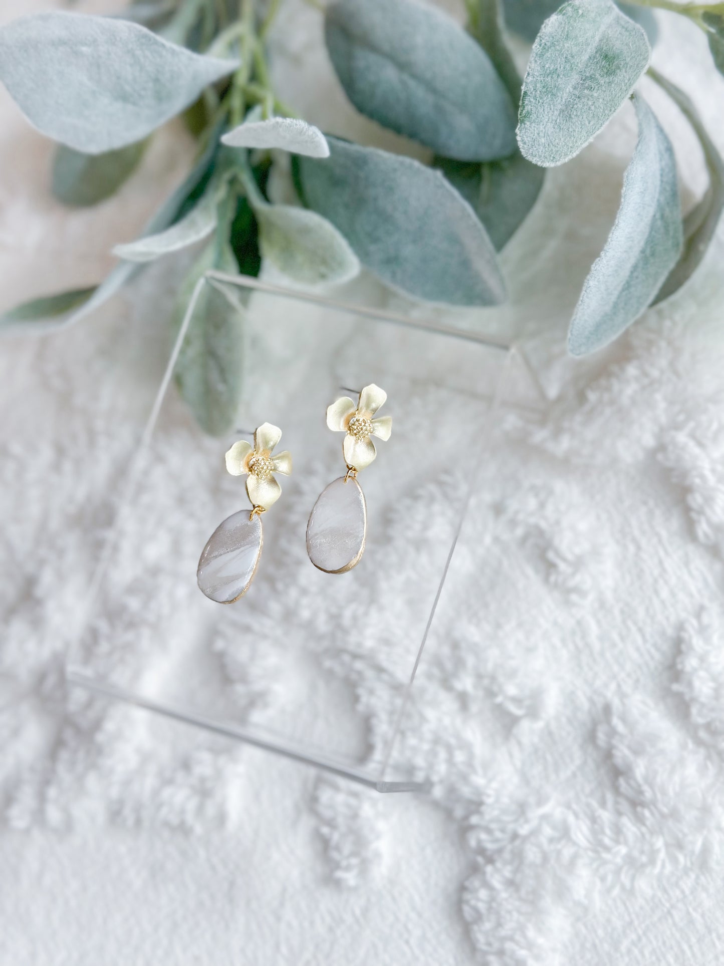Pearl Mokume Gane Flower Drops