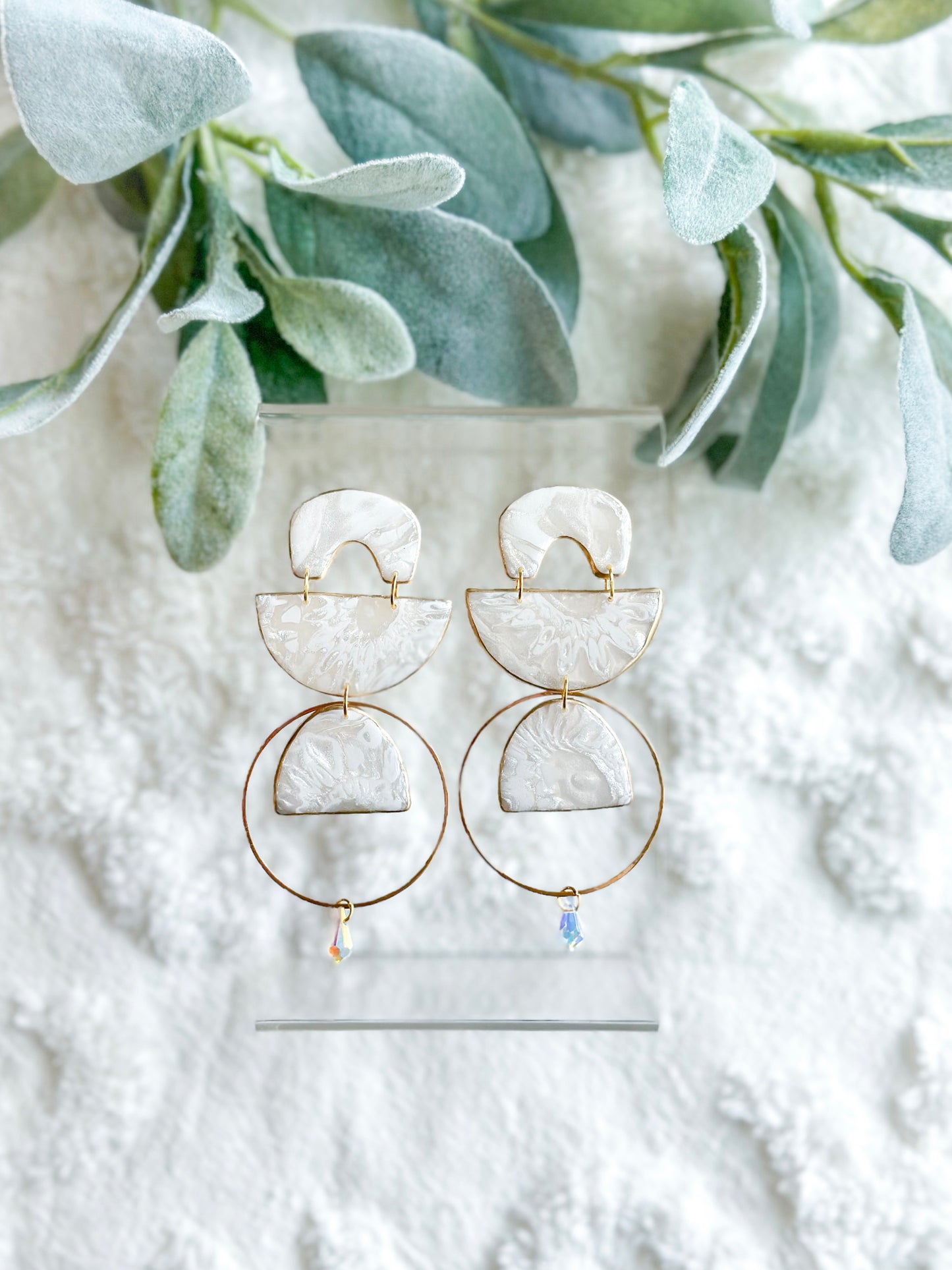 Pearl Mokume Gane Geo Dangles