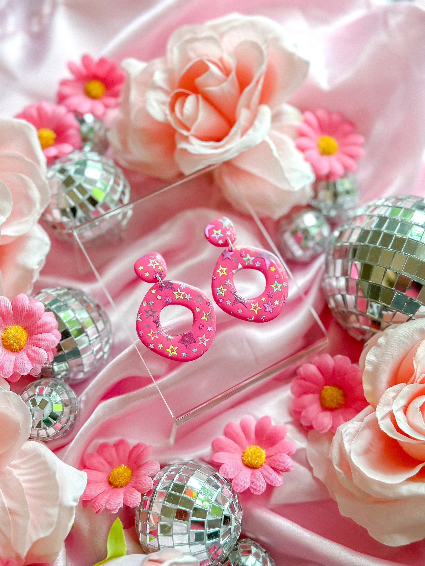 Cowgirl Barbie Hot Pink Stars Dangles