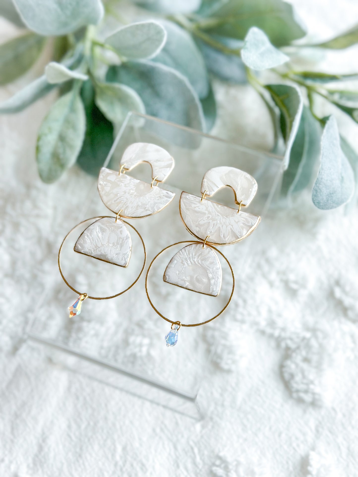 Pearl Mokume Gane Geo Dangles