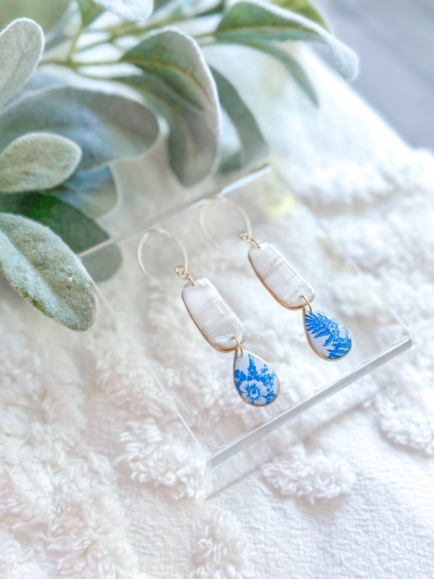Pearl Mokume Gane + Chinoiserie Drops