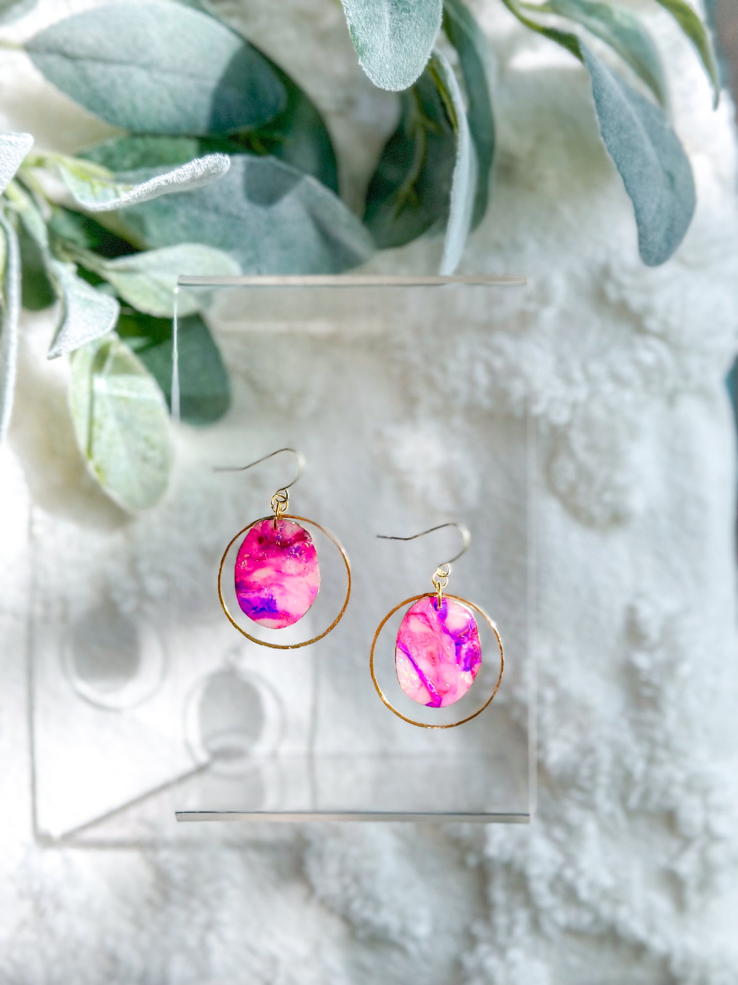 Mini Purple Pink Stained Glass Hoops