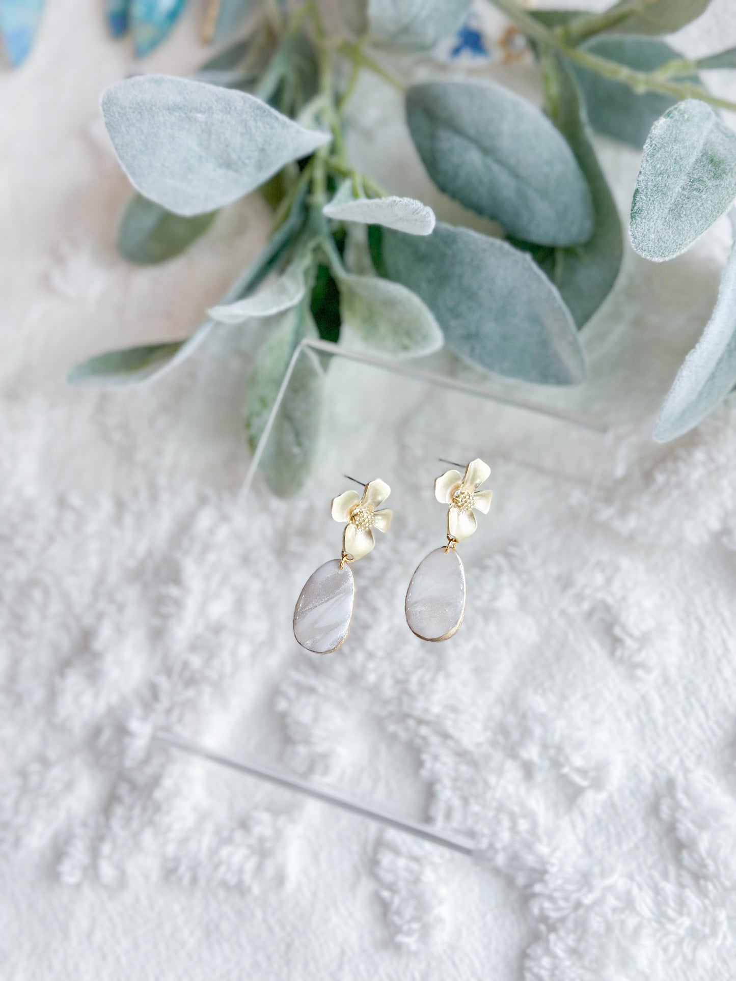 Pearl Mokume Gane Flower Drops