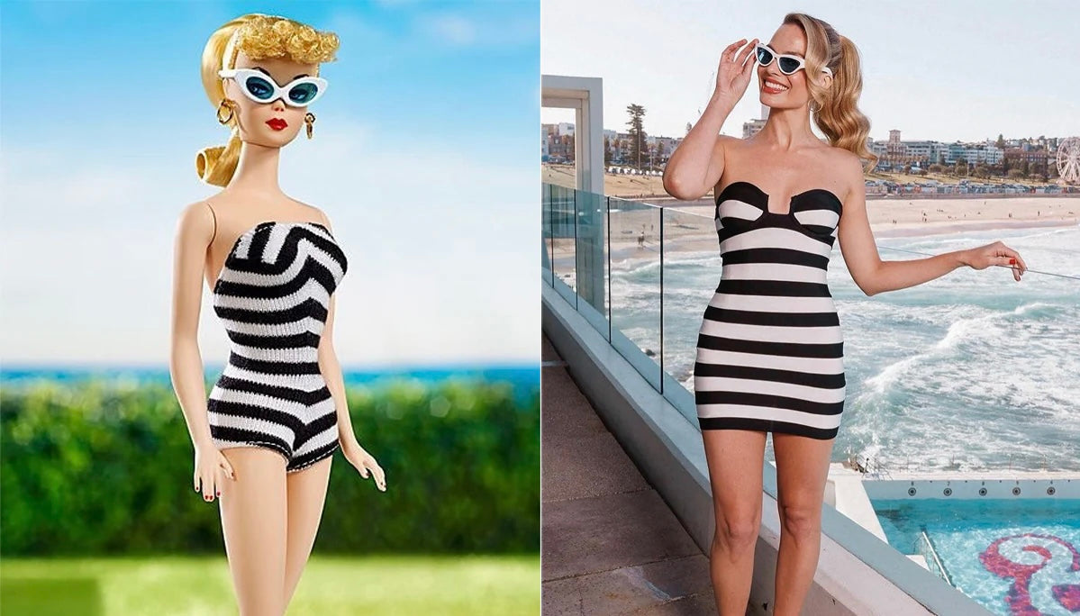 Original Barbie Black + White Striped Dangles