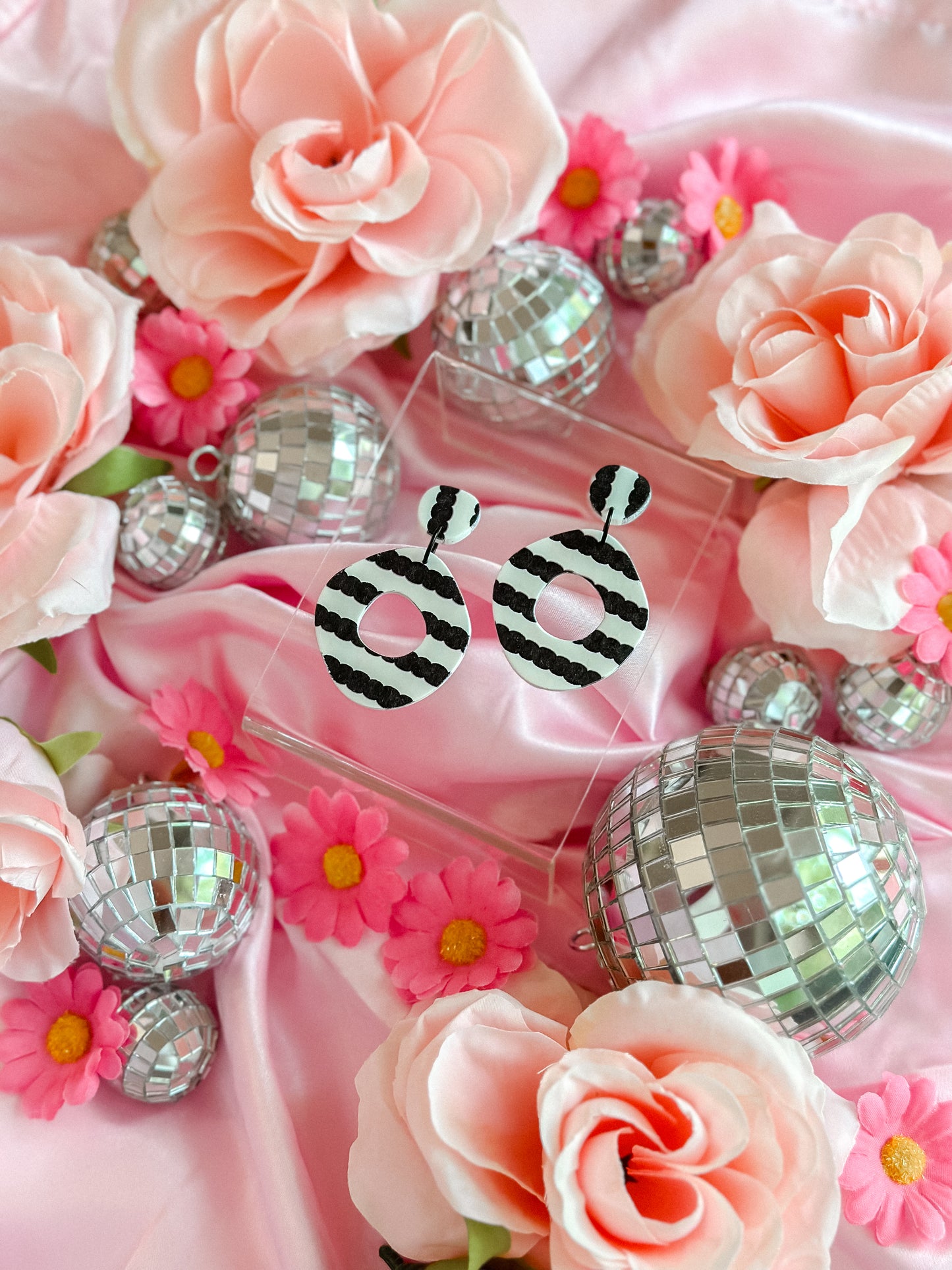 Original Barbie Black + White Striped Dangles