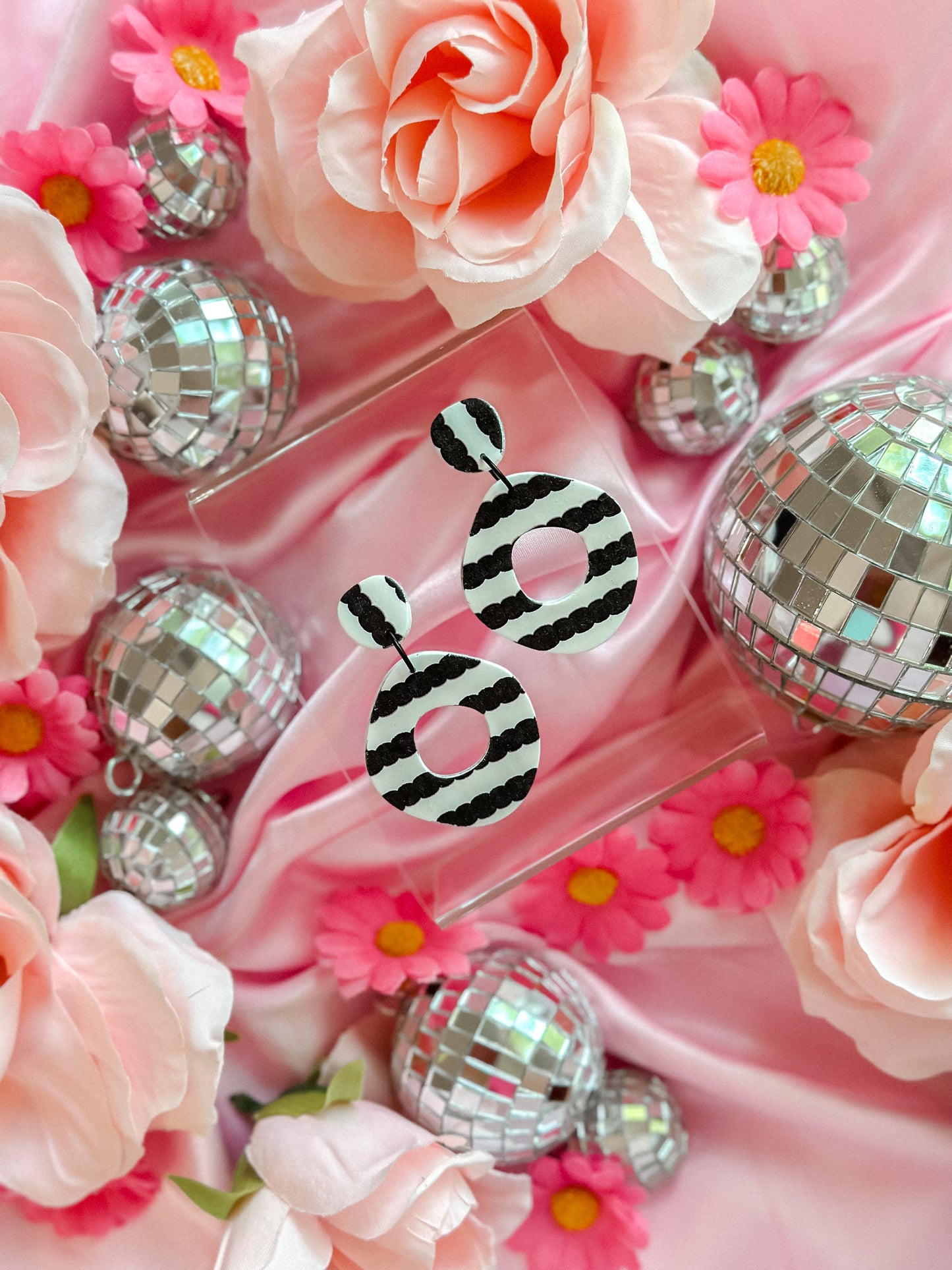 Original Barbie Black + White Striped Dangles