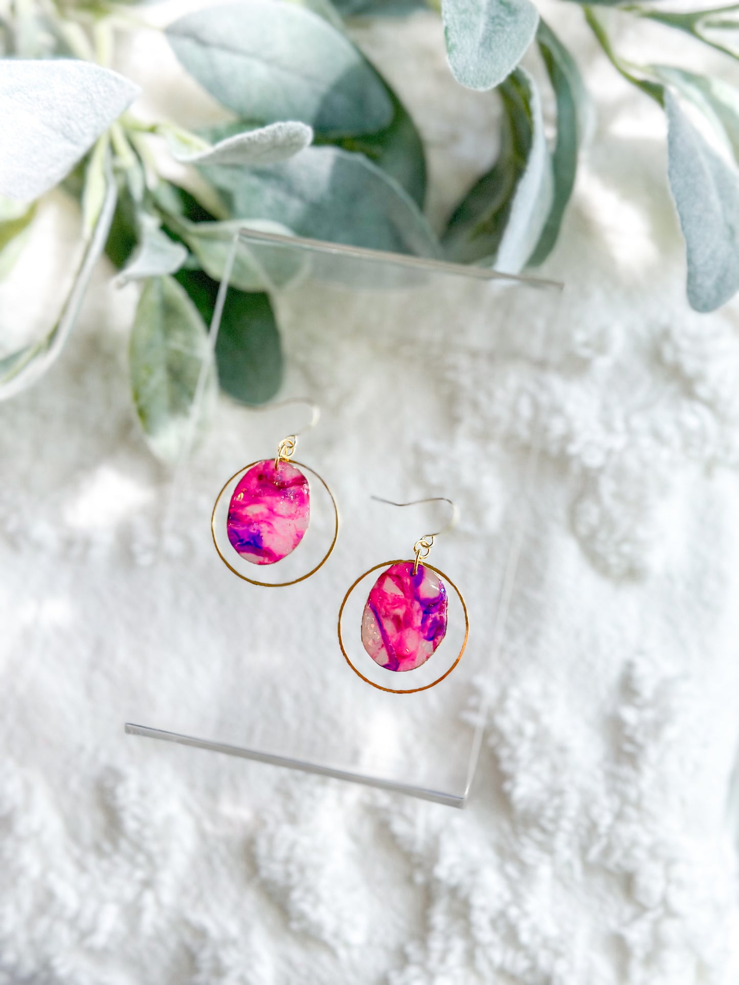 Mini Purple Pink Stained Glass Hoops