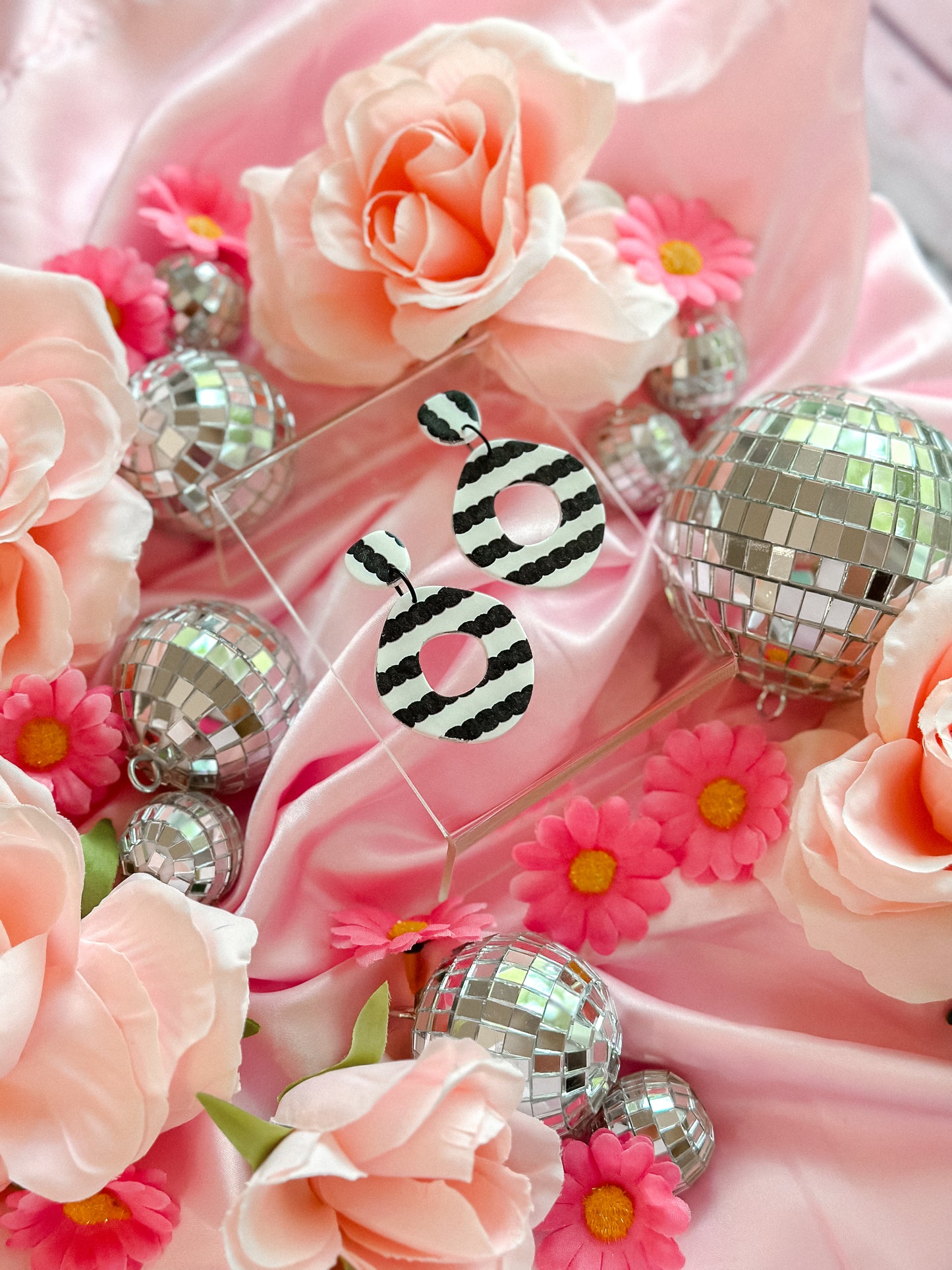 Original Barbie Black + White Striped Dangles