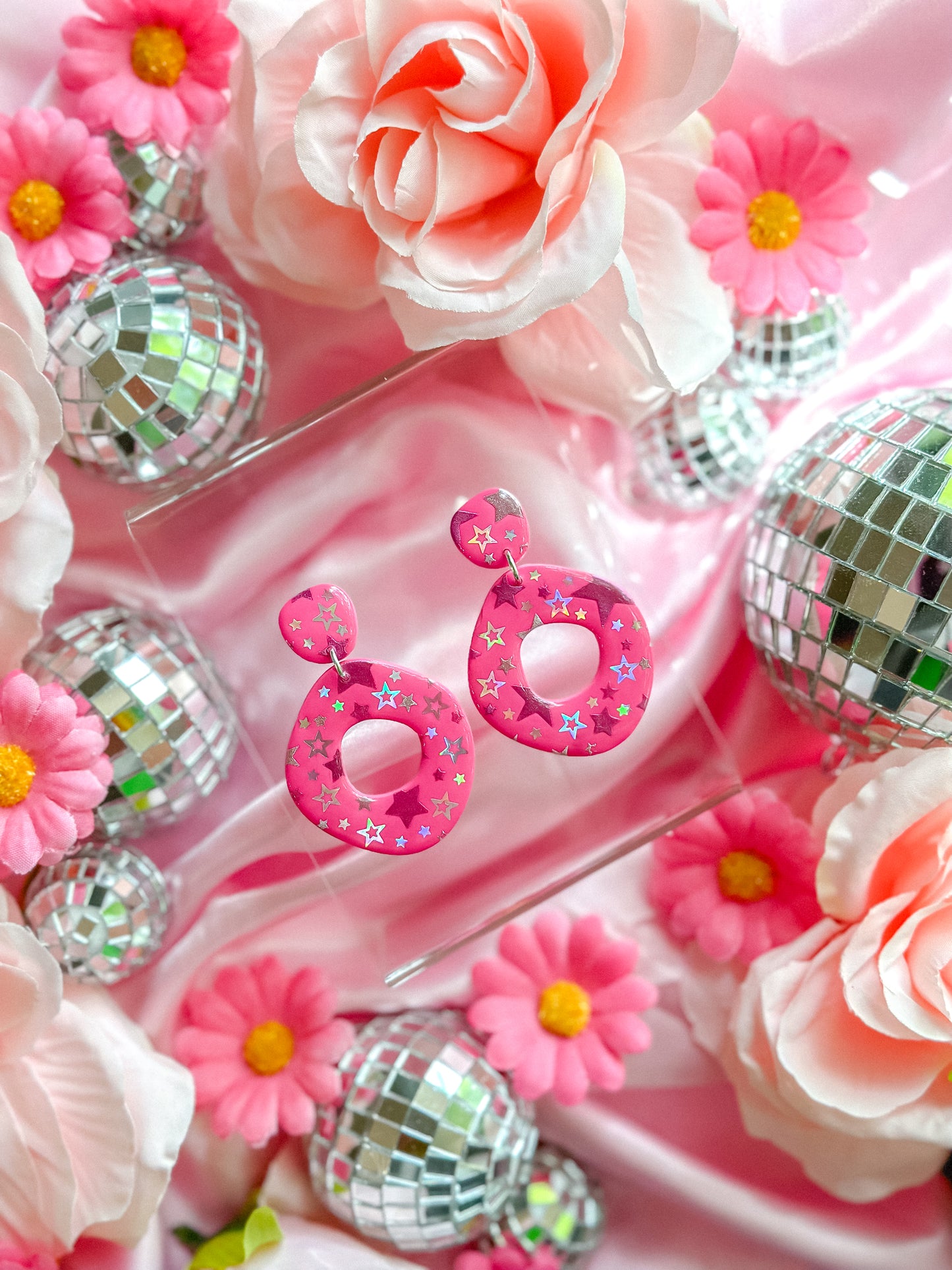 Cowgirl Barbie Hot Pink Stars Dangles