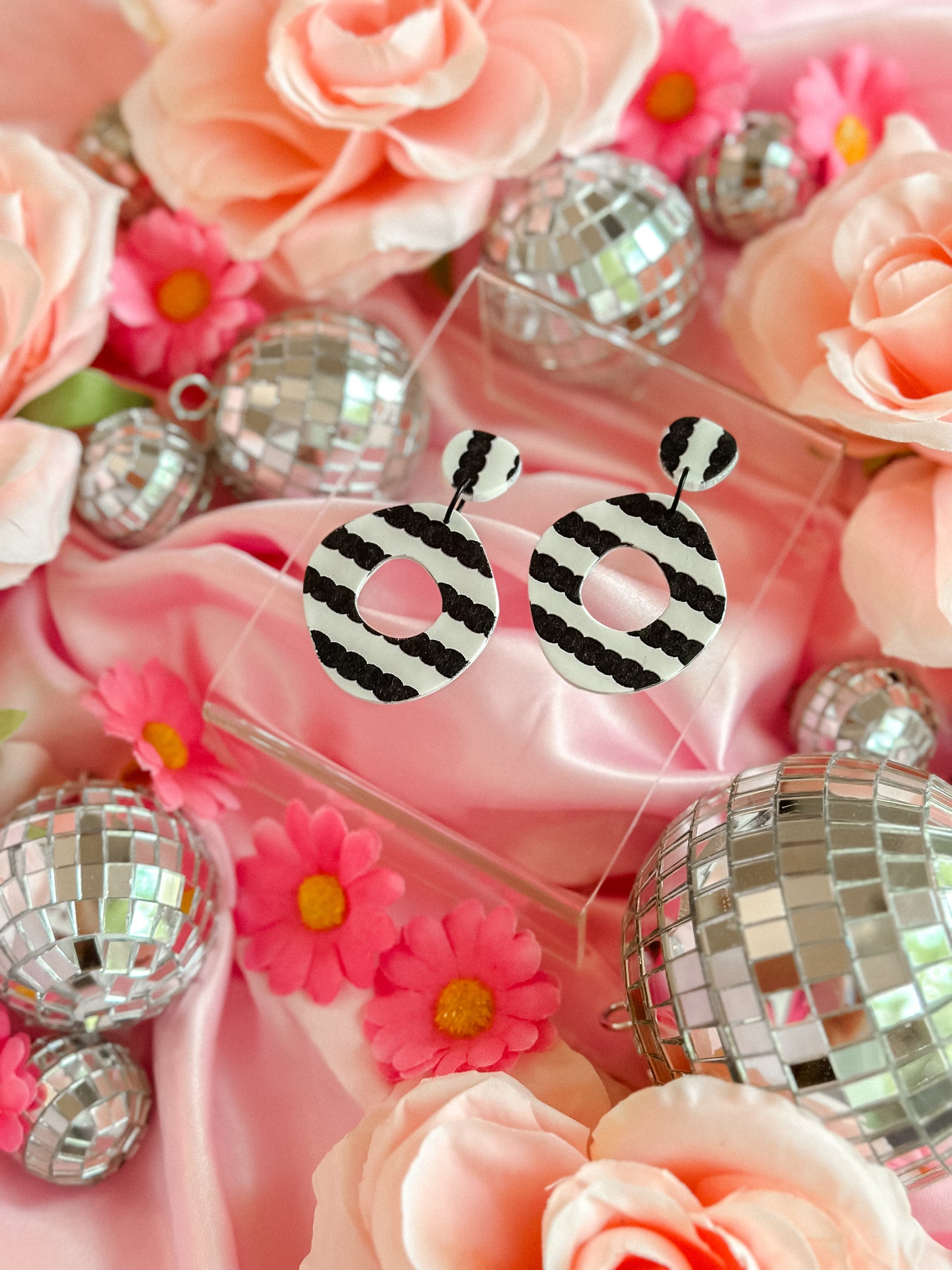 Original Barbie Black + White Striped Dangles