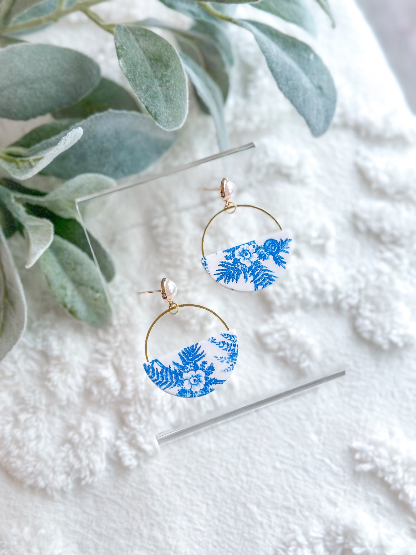 Chinoiserie + Pearl Topper Hoops