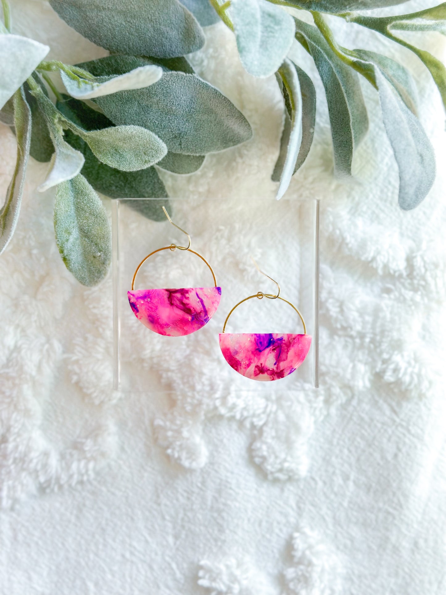 Purple Pink Stained Glass Hoops