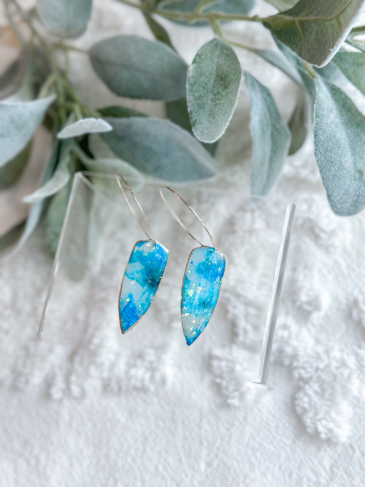 Sky Stained Glass Dagger Hoops