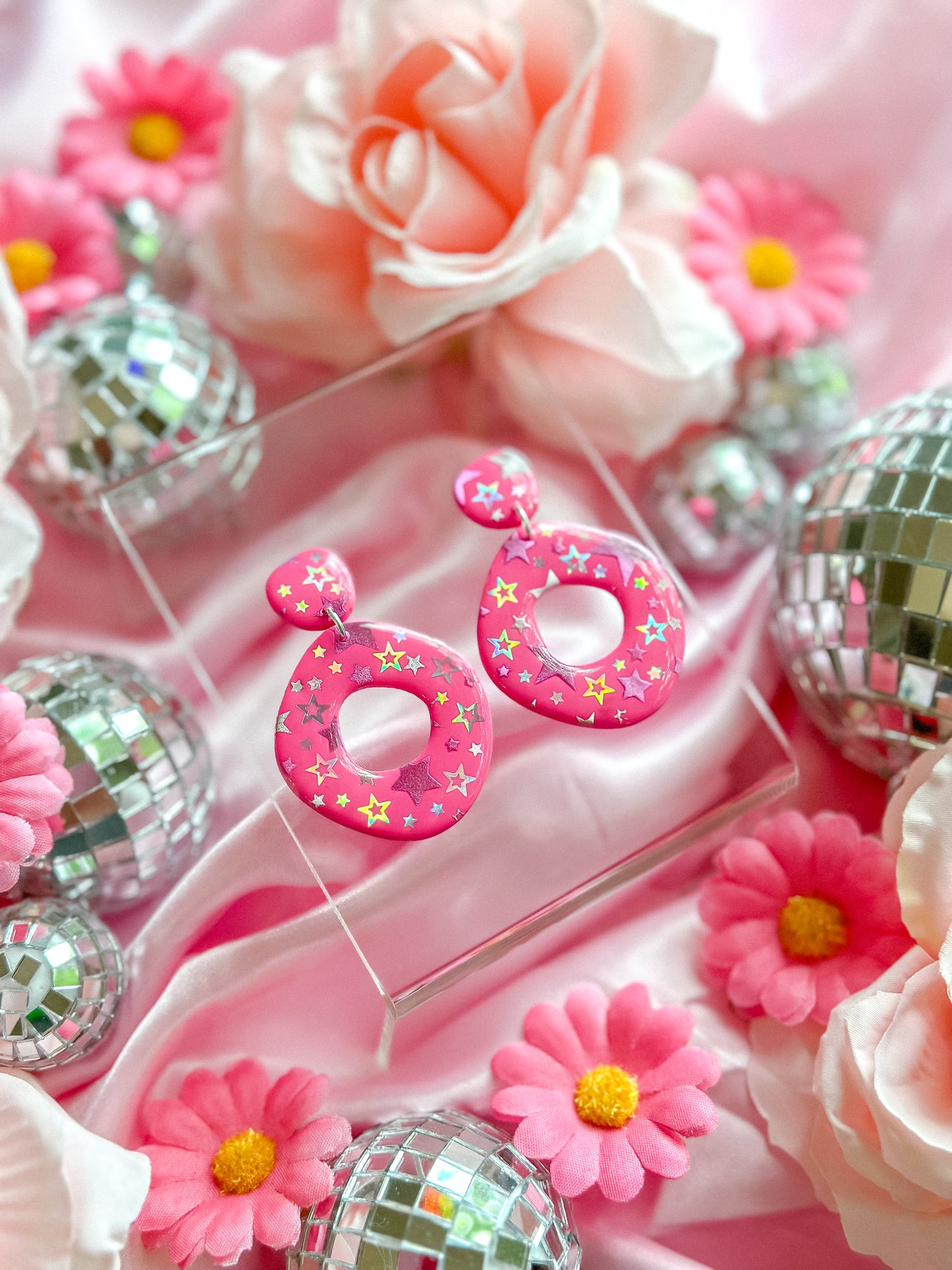 Cowgirl Barbie Hot Pink Stars Dangles