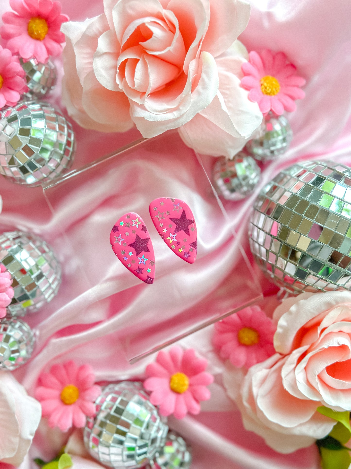 Cowgirl Barbie Hot Pink Stars Statement Studs