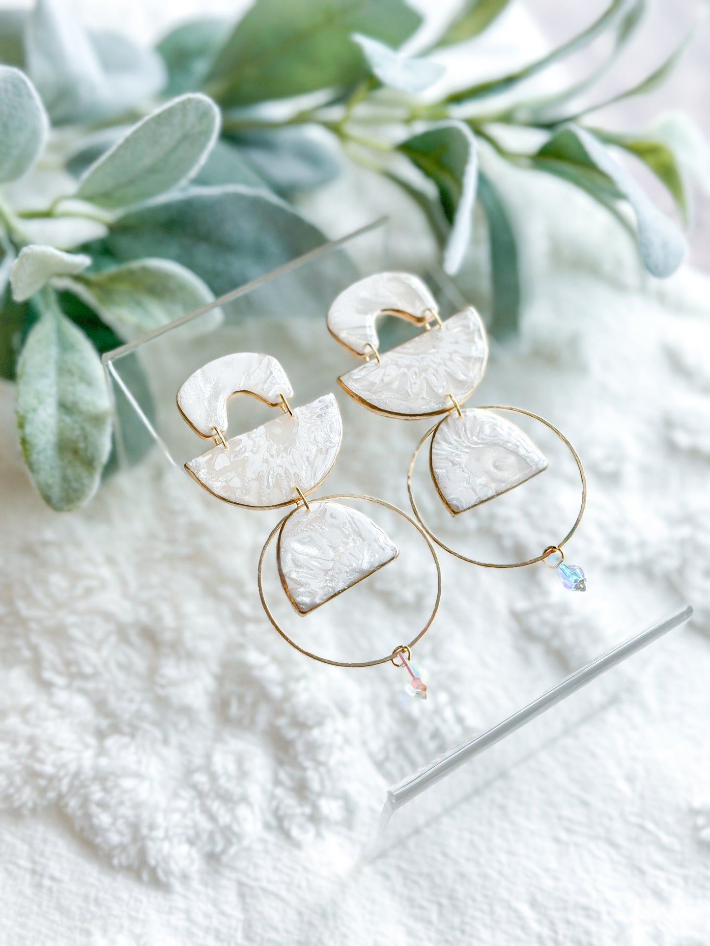 Pearl Mokume Gane Geo Dangles
