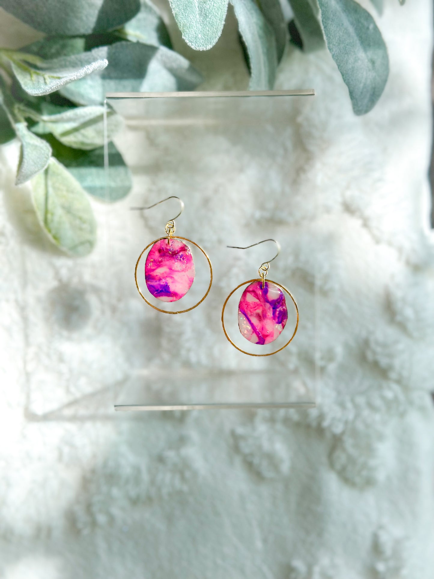Mini Purple Pink Stained Glass Hoops