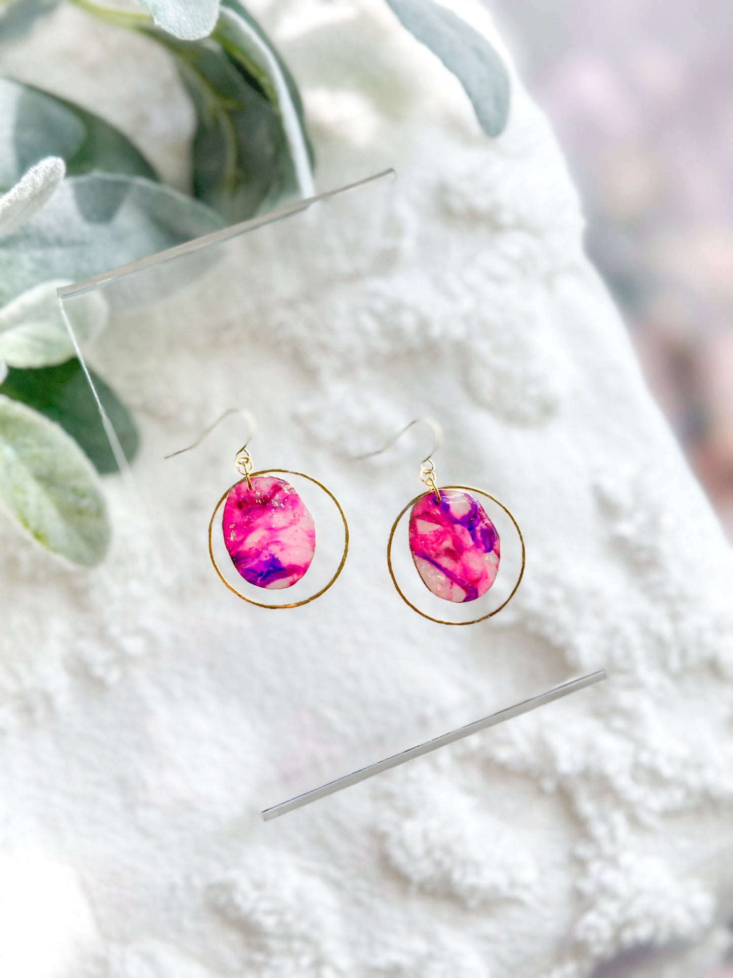 Mini Purple Pink Stained Glass Hoops