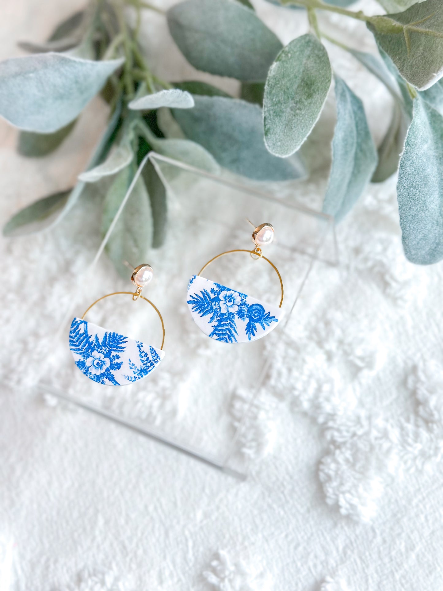 Chinoiserie + Pearl Topper Hoops
