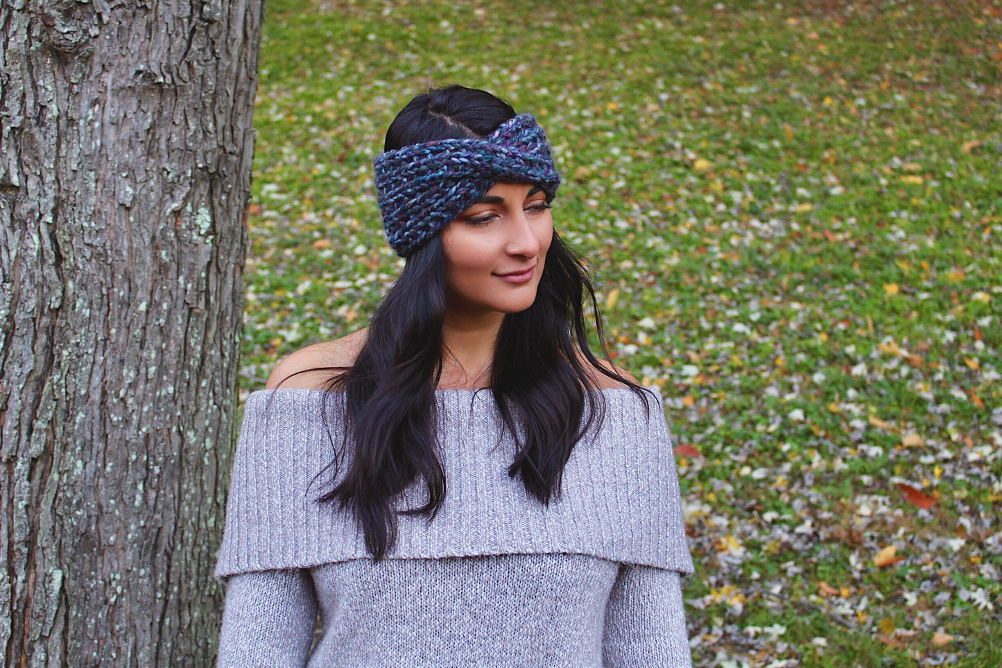 Knitted Adult Headband Twist Bun Hat Turban