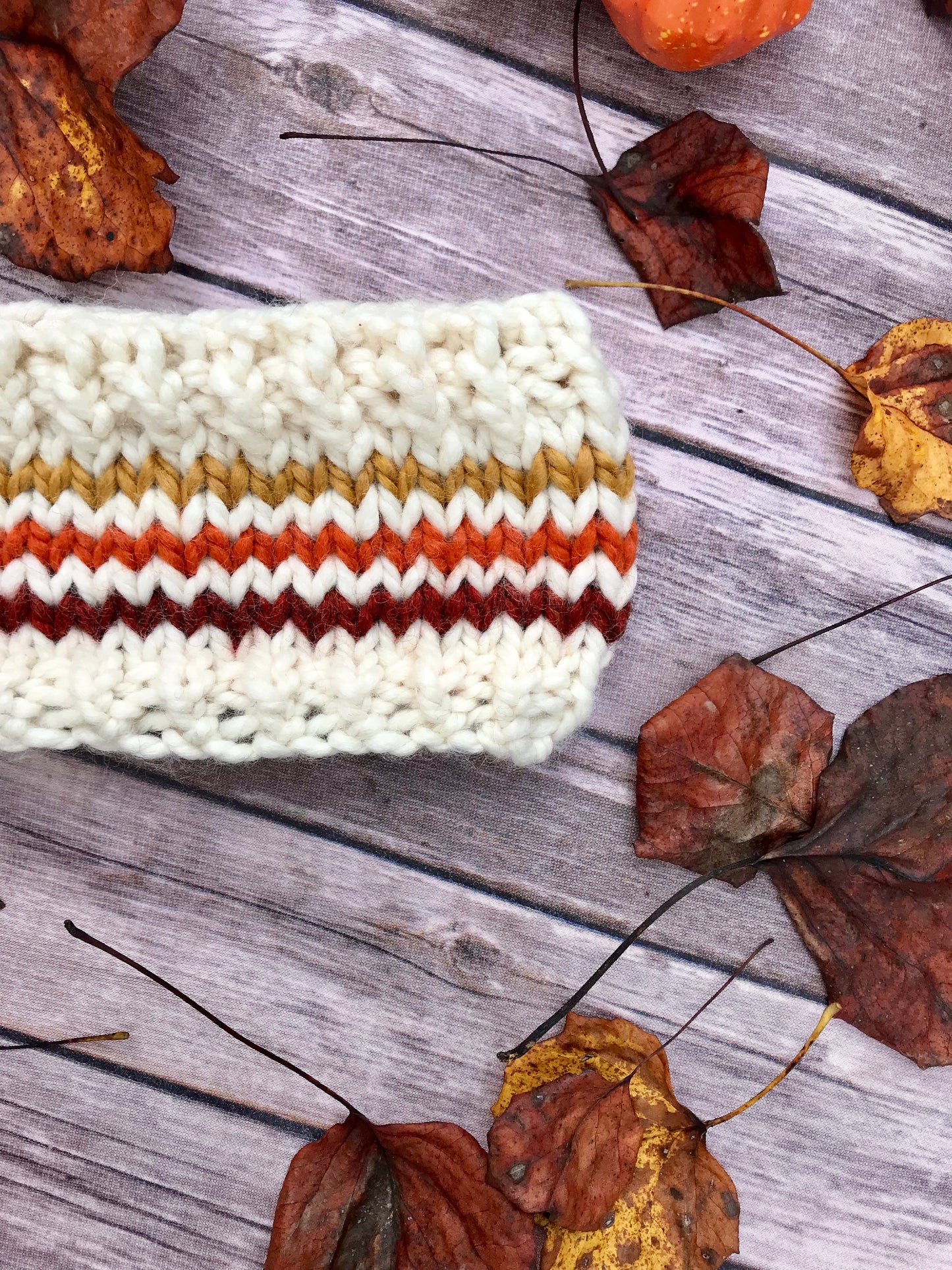 Knitted Adult Headband // Retro Rainbow Stripes (Oranges)