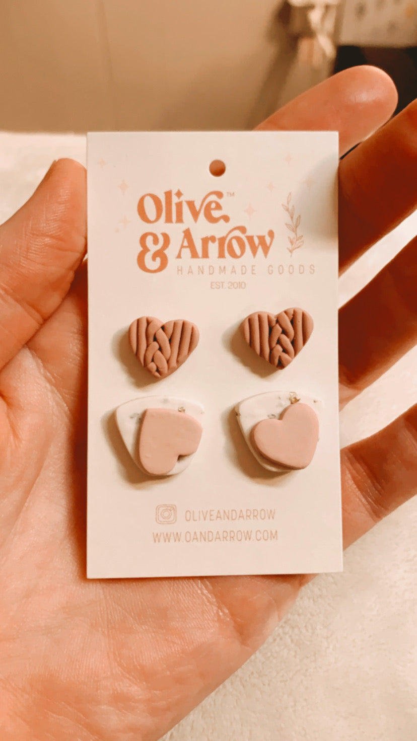 Sweater Weather Hearts + Blush Shimmer Stud Pack