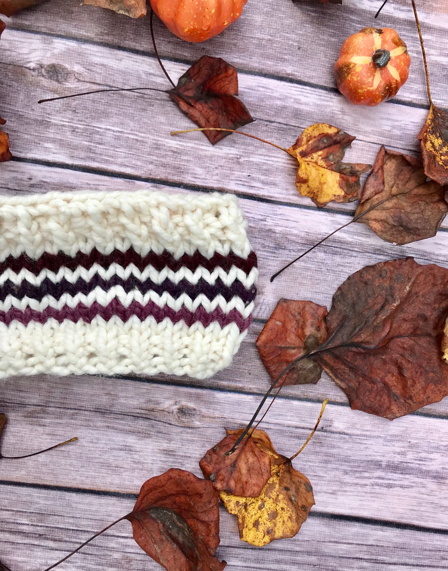 Knitted Adult Headband // Retro Rainbow Stripes (Purples)