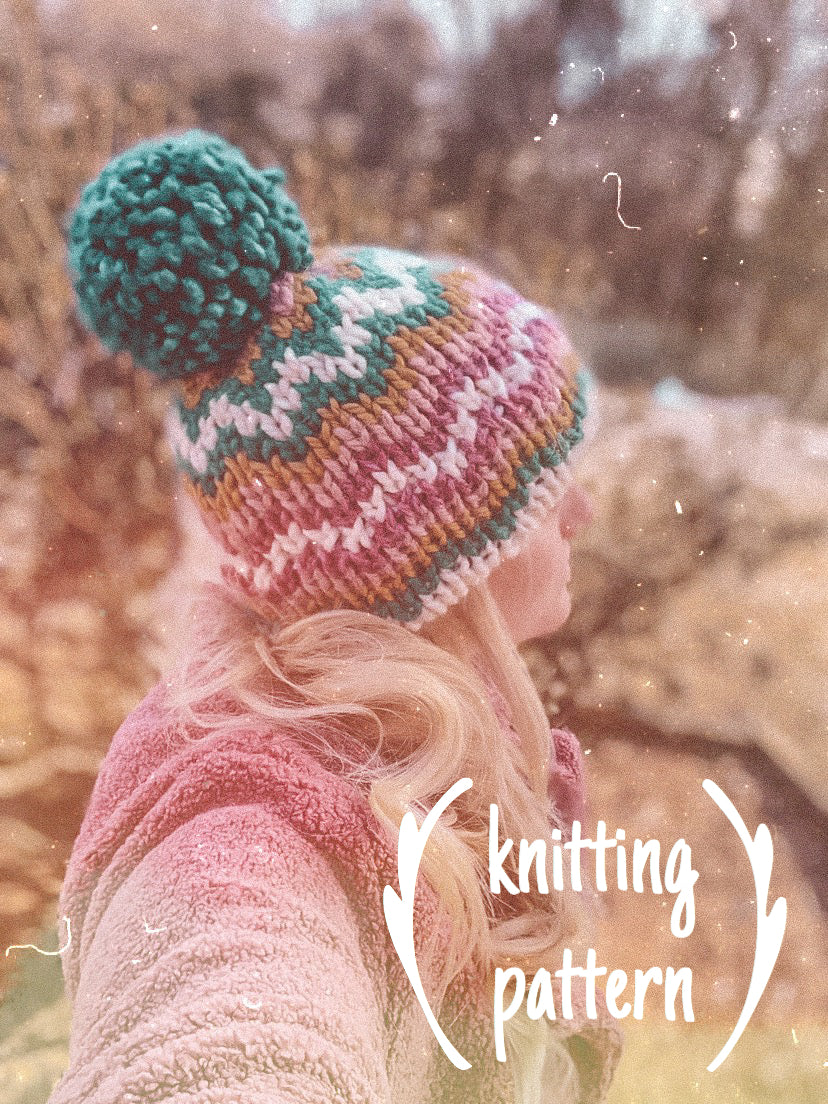 Knitting Pattern Adult Hat Double Brim Beanie Fair Isle Knitting // The Katahdin