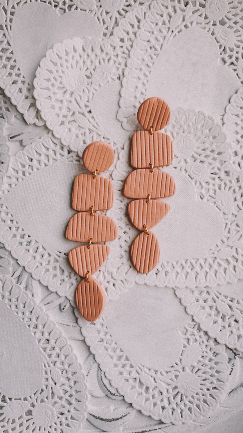 Abstract Dangle Earrings // Ribbed Blush Pink