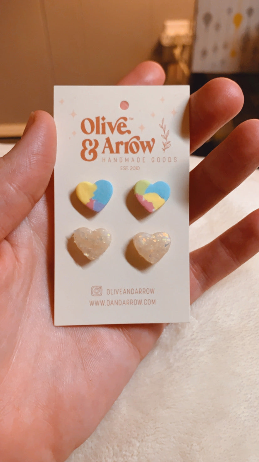 Candy Hearts + Opal Holo Hearts Stud Pack
